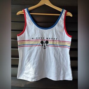 Disney XXXL White Mickey Mouse Tank Top Retro Style Crop Cotton Blend